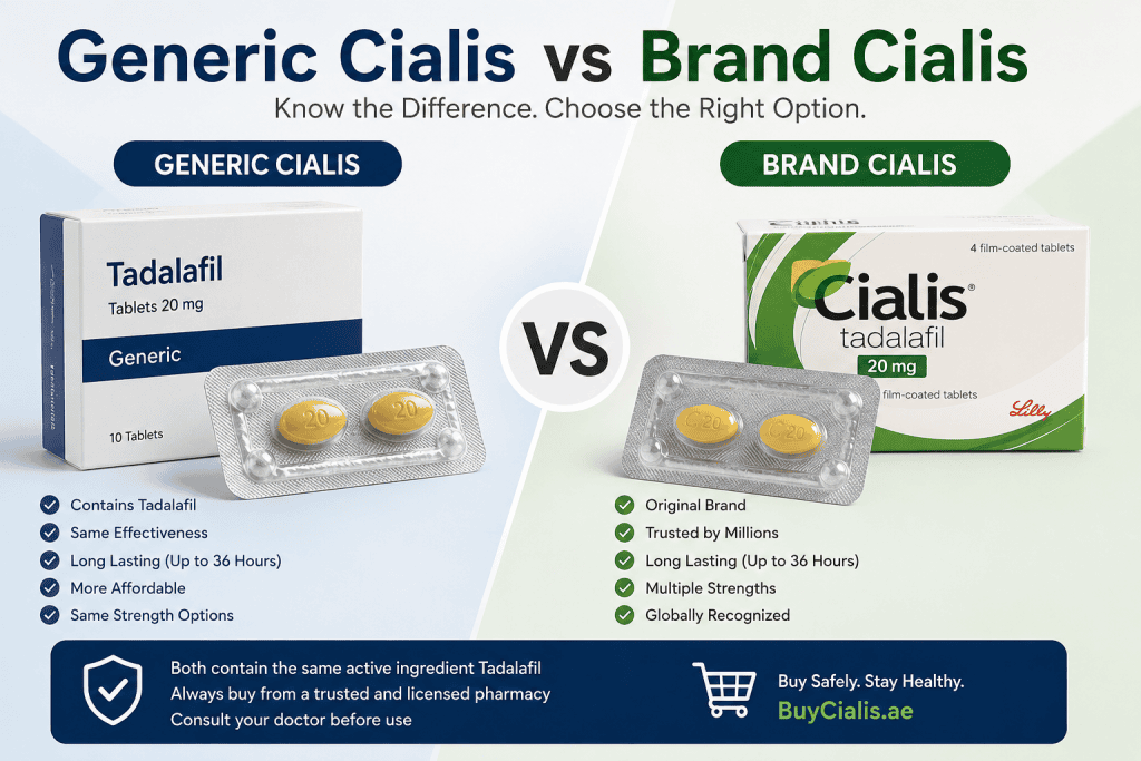 Generic Cialis vs Brand Cialis comparison guide for UAE users